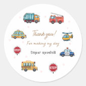 Cute Service Vehicle Birthday bash Favor Bags Ronde Sticker (Voorkant)
