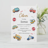 Cute Service Vehicle Birthday bash  Kaart (Staand voorkant)