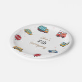 Cute Service Vehicle Birthday bash  Papieren Bordje (Gekanteld)