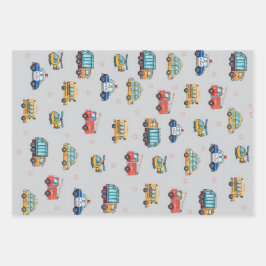 Cute Service Vehicles  Inpakpapier Vel