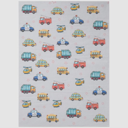 Cute Service Vehicles Tissuepapier (Voorkant)