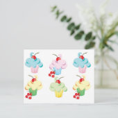 Cute set cupcakes briefkaart (Staand voorkant)