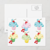 Cute set cupcakes briefkaart (Voorkant / Achterkant)