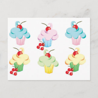 Cute set cupcakes briefkaart