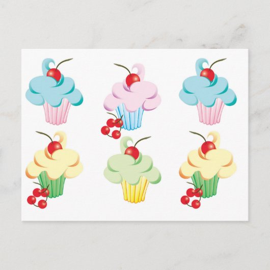 Cute set cupcakes briefkaart (Voorkant)