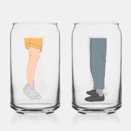 Cute Set Drinkware voor Koppels met Lengteverschil Blikvorm Glas