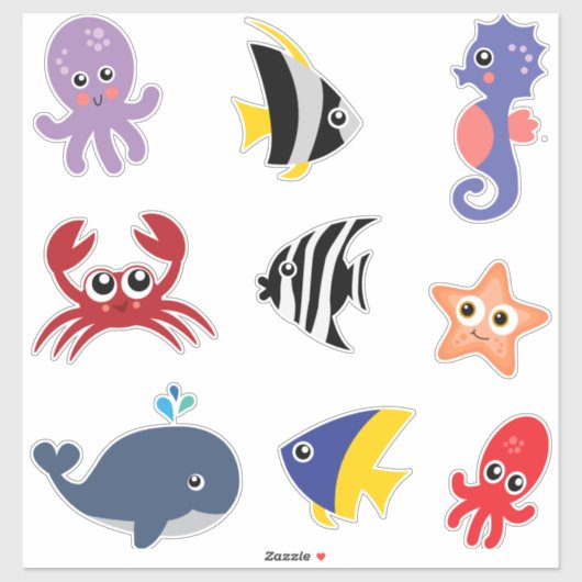 Cute set stickers onder de Zee creaties (Vel)