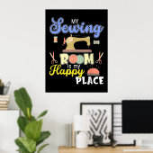 Cute Sewing Gift Quilters Crafting Quilting Poster (Thuiskantoor)