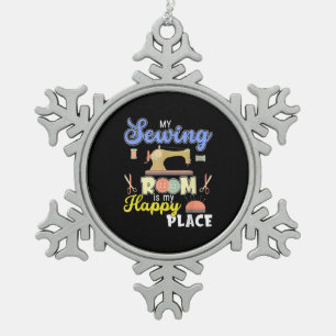 Cute Sewing Gift Quilters Crafting Quilting Tin Sneeuwvlok Ornament