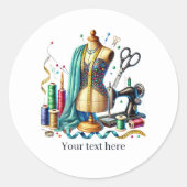 Cute sewing lovers add text ronde sticker (Voorkant)