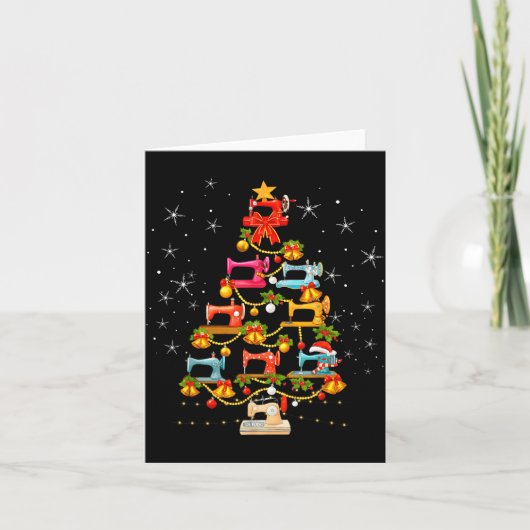 Cute Sewing Machine Christmas Tree Christmas Ornam Kaart (Voorkant)