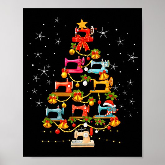Cute Sewing Machine Christmas Tree Christmas Ornam Poster (Voorkant)
