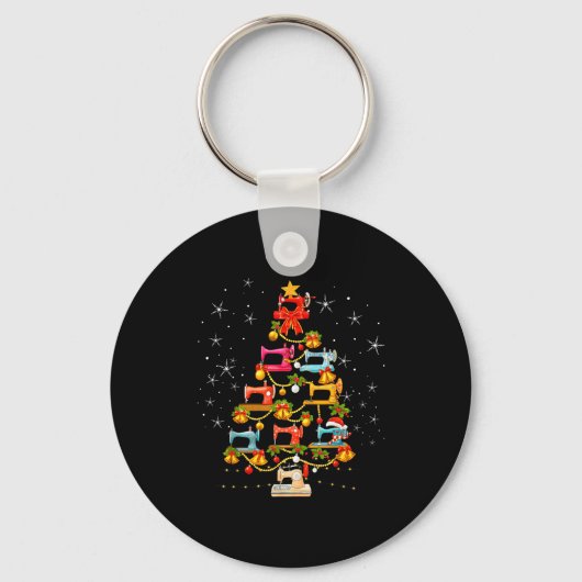 Cute Sewing Machine Christmas Tree Christmas Ornam Sleutelhanger (Voorkant)