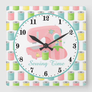 Cute sewing room decor add message vierkante klok