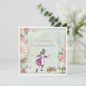 Cute Shabby Chic Alice in Wonderland Birthday Kaart (Staand voorkant)