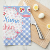 Cute Shabby Chic Floral and Pset Personalized Theedoek (Quarter Fold)