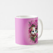 Cute Shabby Chic Kitten met roze rozen Koffiemok (Voorkant rechts)