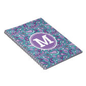 Cute Shabby Chic Paars and blue Paisley Monogram Notitieboek (Rechterzijde)