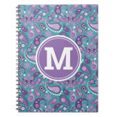 Cute Shabby Chic Paars and blue Paisley Monogram Notitieboek (Voorkant)
