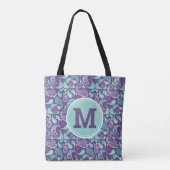 Cute Shabby Chic Paars and blue Paisley Monogram Tote Bag (Achterkant)