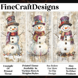 Cute Shabby Chic Sneeuwmannen Burgundy AL6 Decoupa Tissuepapier