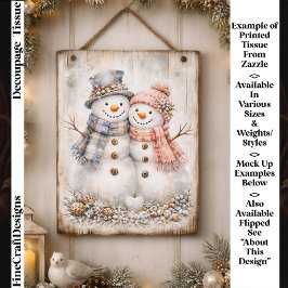 Cute Shabby Chic Snowman Couple FG2R Decoupage Tissuepapier