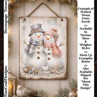 Cute Shabby Chic Snowman Couple FG2R Decoupage Tissuepapier