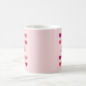 Cute Shades of Pink Hearts Script Cursive Name Koffiemok (Center)
