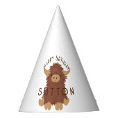 Cute, shaggy Highland koe, aangepast ontwerp Feesthoedjes (Voorkant)