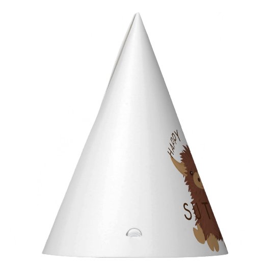 Cute, shaggy Highland koe, aangepast ontwerp Feesthoedjes (Links)