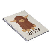 Cute, shaggy Highland koe, aangepast ontwerp Notitieboek (Rechterzijde)