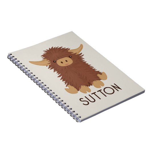 Cute, shaggy Highland koe, aangepast ontwerp Notitieboek (Rechterzijde)
