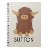 Cute, shaggy Highland koe, aangepast ontwerp Notitieboek (Voorkant)