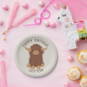 Cute, shaggy Highland koe, aangepast ontwerp Papieren Bordje (Feest)