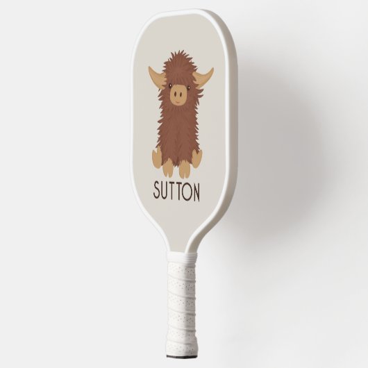 Cute, shaggy Highland koe, aangepast ontwerp Pickleball Paddle (Links)