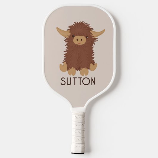 Cute, shaggy Highland koe, aangepast ontwerp Pickleball Paddle (Achterkant)