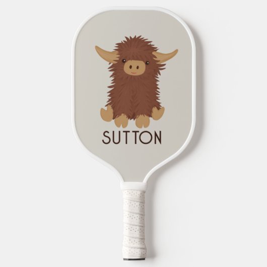 Cute, shaggy Highland koe, aangepast ontwerp Pickleball Paddle (Voorkant)