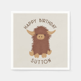 Cute, shaggy Highland koe, aangepast ontwerp Servet