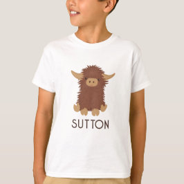 Cute, shaggy Highland koe, aangepast ontwerp T-shirt