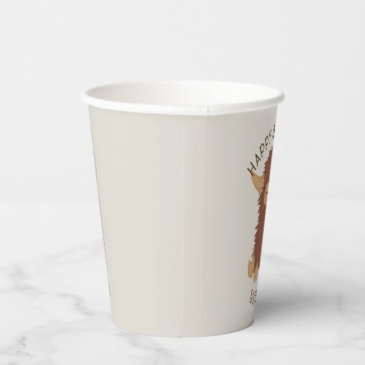 Cute, shaggy Highland koe design Papieren Bekers (Rechts)