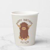 Cute, shaggy Highland koe design Papieren Bekers (Voorkant)