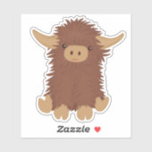 Cute, shaggy Highland koe design Sticker (Vel)