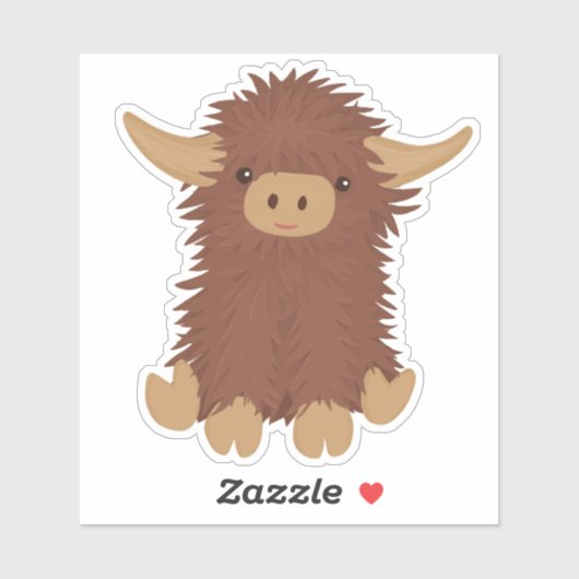 Cute, shaggy Highland koe design Sticker (Vel)
