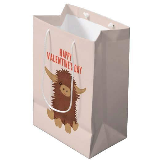 Cute, shaggy Highland koe klaslokalen Valentijn Medium Cadeauzakje (Voorkant Gekanteld)