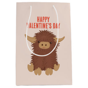 Cute, shaggy Highland koe klaslokalen Valentijn Medium Cadeauzakje
