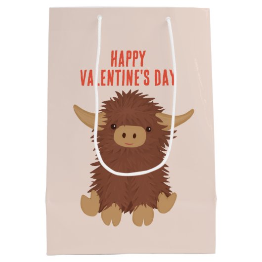 Cute, shaggy Highland koe klaslokalen Valentijn Medium Cadeauzakje (Achterkant)