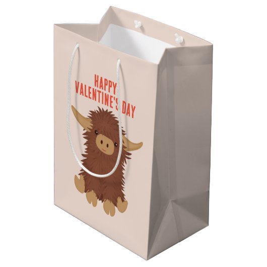 Cute, shaggy Highland koe klaslokalen Valentijn Medium Cadeauzakje (Achterkant Gekanteld)