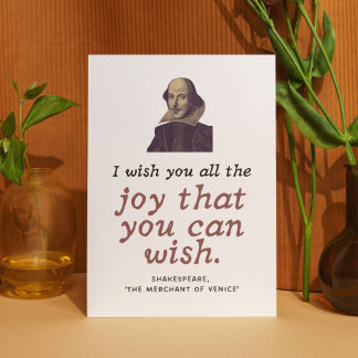 Cute Shakespeare Birthday Wish Dark Academia Kaart