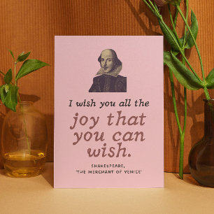 Cute Shakespeare Joy Quote Dark Academia Birthday Kaart