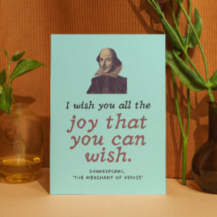 Cute Shakespeare Joy Quote Dark Academia Birthday Kaart